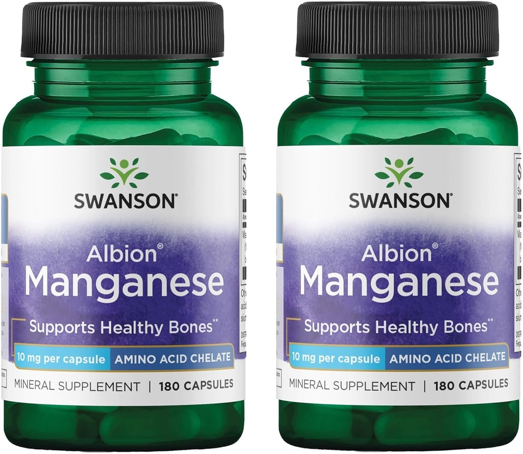 Swanson Albion Manganês Quelado 10 Milligrams 180 Cápsulas (2 Embalagem)