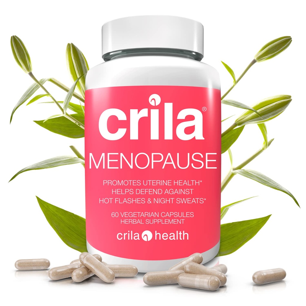 Crila Health Menopause Supplements for Women - 60 Ct. I Night Sweats & Hot Flashes Menopause Relief for Women with No Estrogen, Natural Ingredients, Reduzir Moods Swings, Fadiga & Bloating*