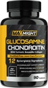 Glucosamina Condroitin HSH Turmeric, Boswellia, 12-em-1, Conforto Conjunto, Mobilidade, Lubrificação e Força para Homens Mulheres & Senior, 90 Tab, Sem Shellfish