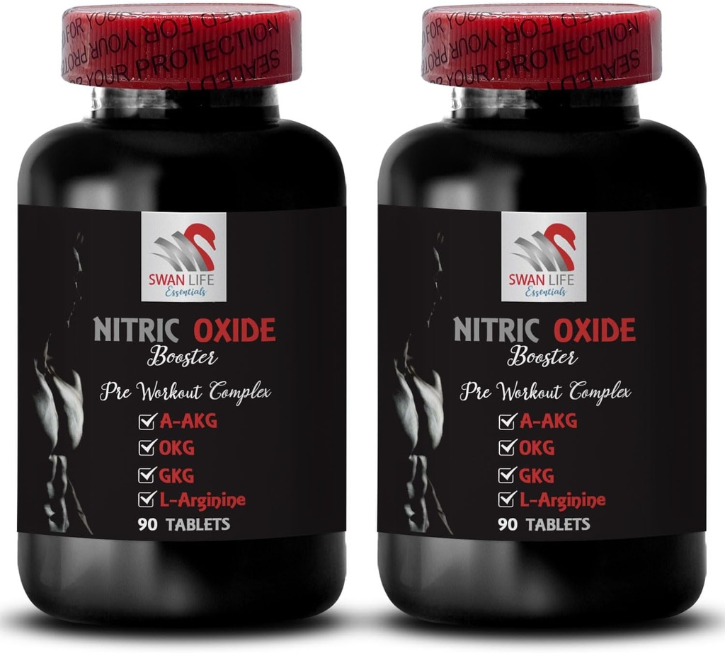 Ornitina alfa-cetoglutarato OKG - NITRIC OXIDE BOOSTER - L-glutamina pó, resistência ao exercício, óxido nítrico pó, suplemento de ginástica, suplemento de energia, força de exercício 2 Frasco 180 Comprimidos