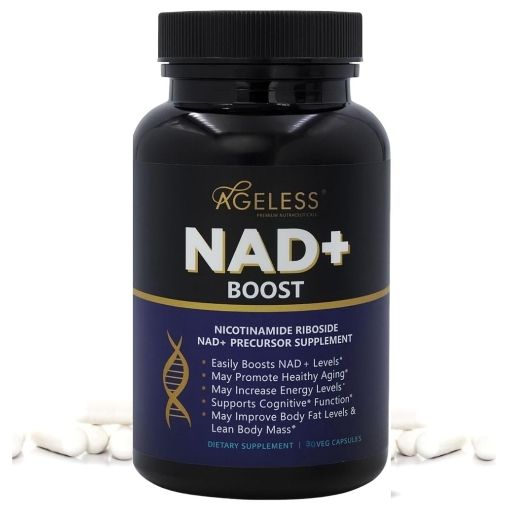 Suplementos de NAD sem idade para mulheres e homens Alta Pureza 300mg Cloreto de Ribosideo de Nicotinamida NMN Suplemento para Antienvelhecimento