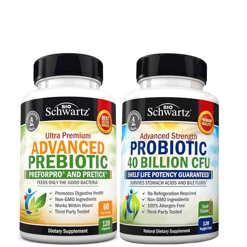 Advanced Prebiótico Gut Health Supplement (2 Month Supply) Plus 40 bilhões de UFC suplemento probiótico diário (2 Month Supply)