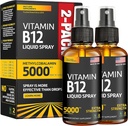 (2 Pack) - Liquid B12 Spray 5000 mcg - Vitamina B12 Sublingual - Vegan B12 Vitamina Spray - Metilcobalamina Vitamina B12 líquido impulsiona energia e humor - Gluten-free & Non-GMO