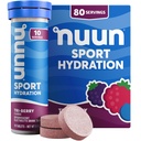 Nuun Sport Electrolyte Tablets com Magnésio, Cálcio, Potássio, Cloreto e Sódio, Gluten Free & Vegan, Tri-Berry, 8 Pack (80 Servings Total)