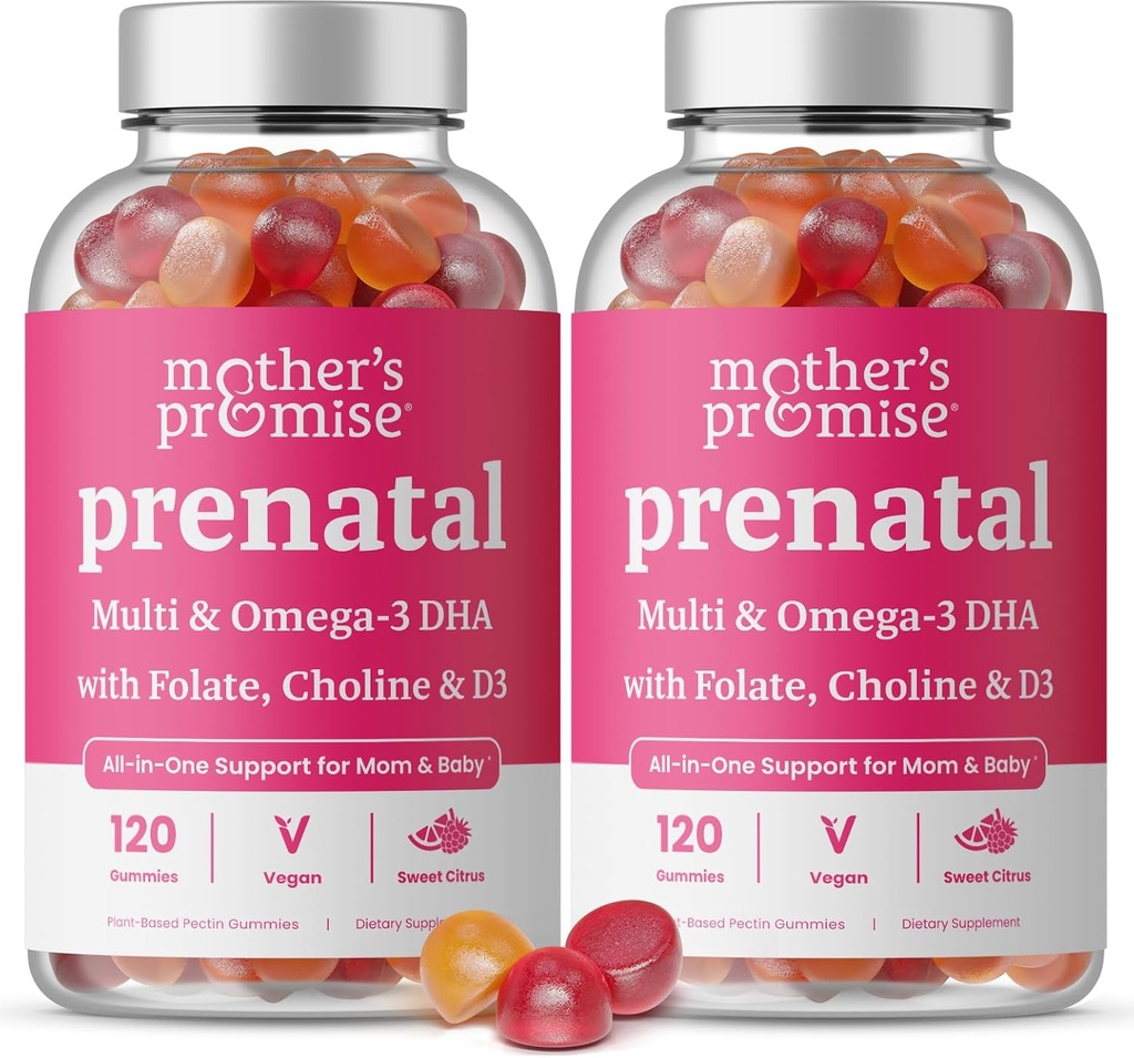 Vitamina Gummies pré-natal com DHA Vitaminas Vegan pré-natal para mulheres com Omega 3, folato, colina e D3, Vitaminas de gravidez para o desenvolvimento fetal