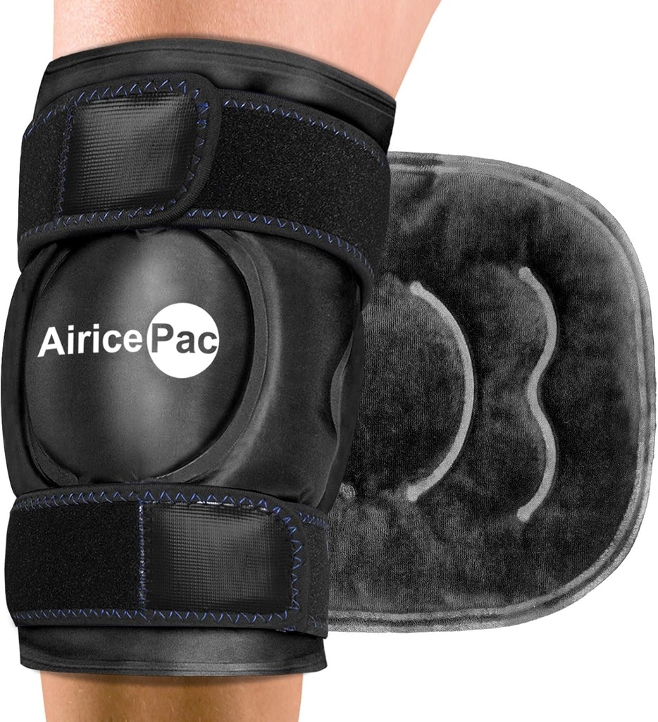 Pacote de gelo para alívio da dor do joelho, Reusable Gel Ice Wrap para lesões, Inchaço, Cirurgia de substituição do joelho, Terapia com compressão fria para artrite, Meniscus Tear e ACL, Preto