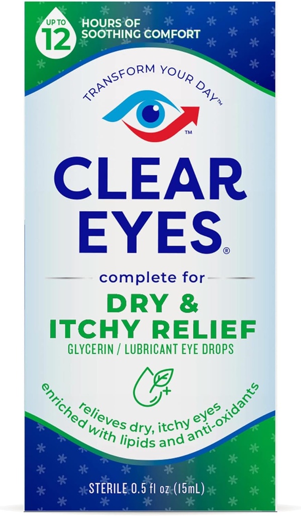 Olhos claros Dry & Itchy Olho alívio gotas de olho, 0,5 Fl Oz
