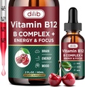 Vitamina B12 Complex 5000 mcg Vegan B12 Liquid Drops Sublingual Supplement (Suplemento Sublingual) Metilcobalamina w/Folato, Biotina, Vitamina C, B3, B5, B6, & B8 para Long-Lasting Energy e Metabolismo Saudável, 2 fl. oz.