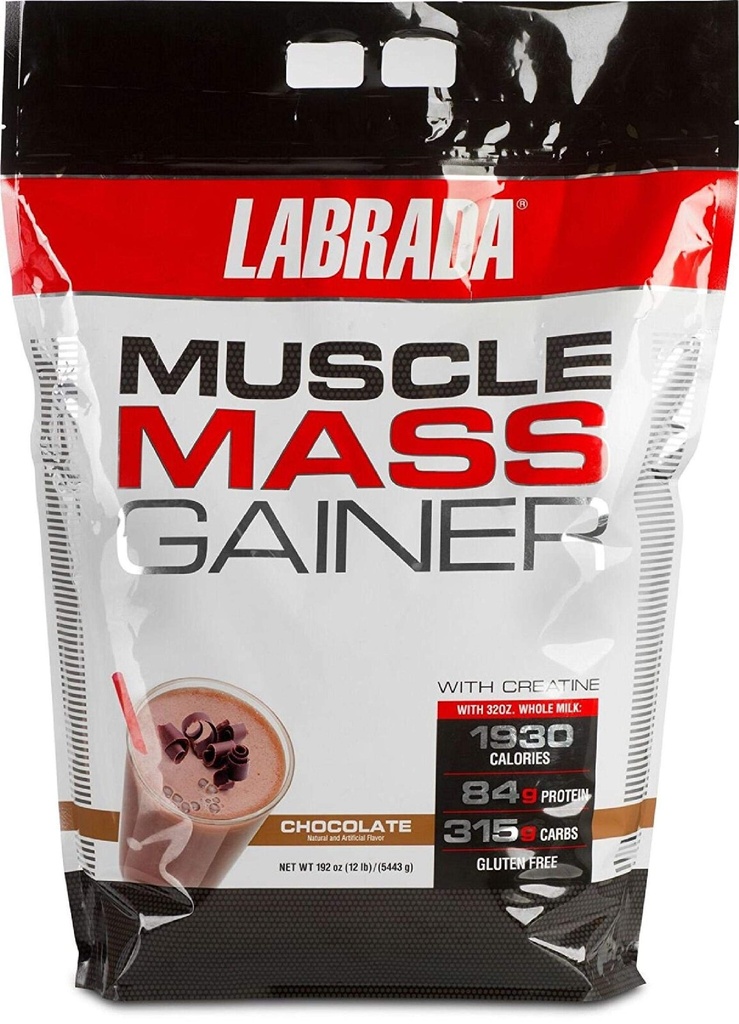 Labrada Nutrition Muscle Mass Gainer, Chocolate, 12 Libras