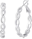Sentiria 925 Brincos de prata Sterling Hoops para Mulheres Brincos de Hoop Torcido Leve com Zirconia Cúbica Brincos de Hoops Hipoalergênicos (20/30/40/50/60MM)
