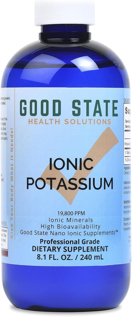 Potássio Iônico Líquido de Bom Estado (48 porções a 99 mg elementar, mais 2 mg de ácido fulvic - 8 fl oz)