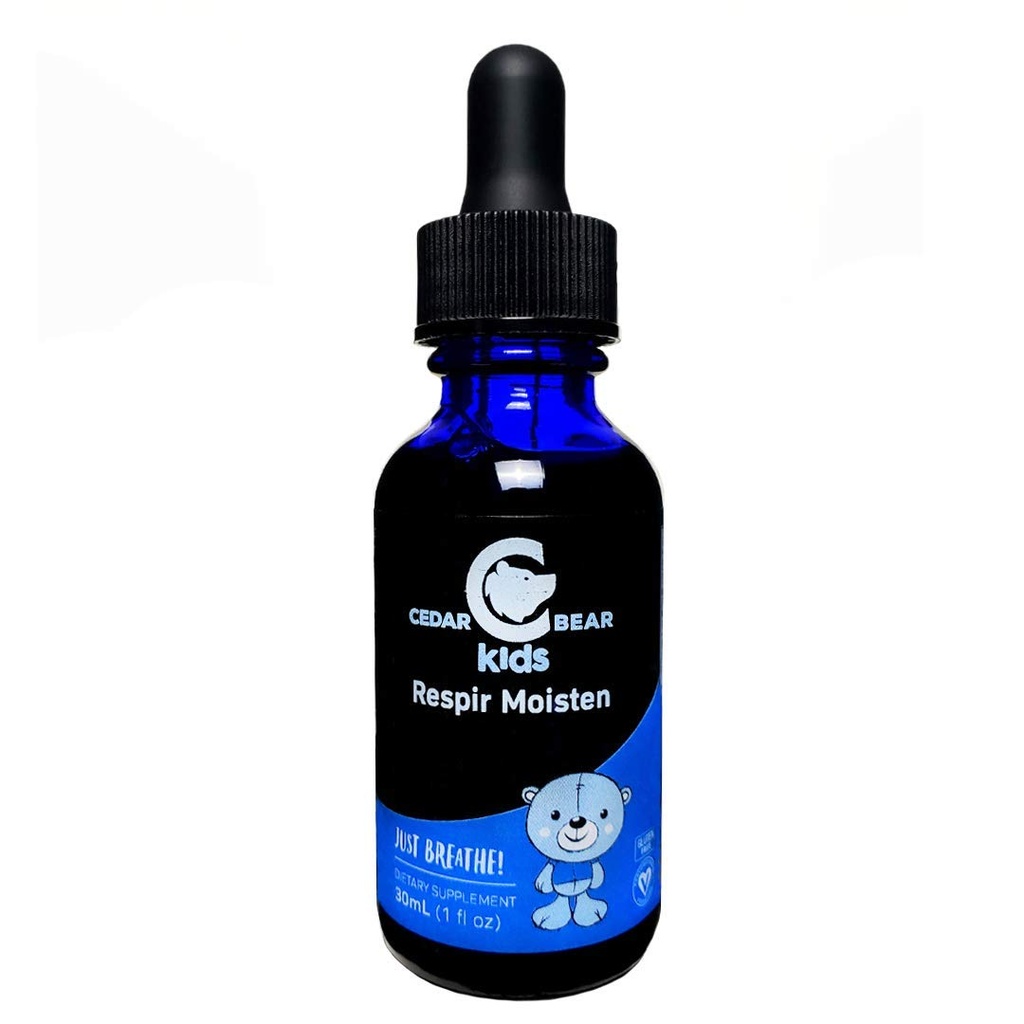 Cedar Bear Respir Moisten para crianças um suplemento de ervas líquidas que hidrata e acalma tecidos respiratórios irritados e alivia tosse seca ocasional 1 Fl Oz