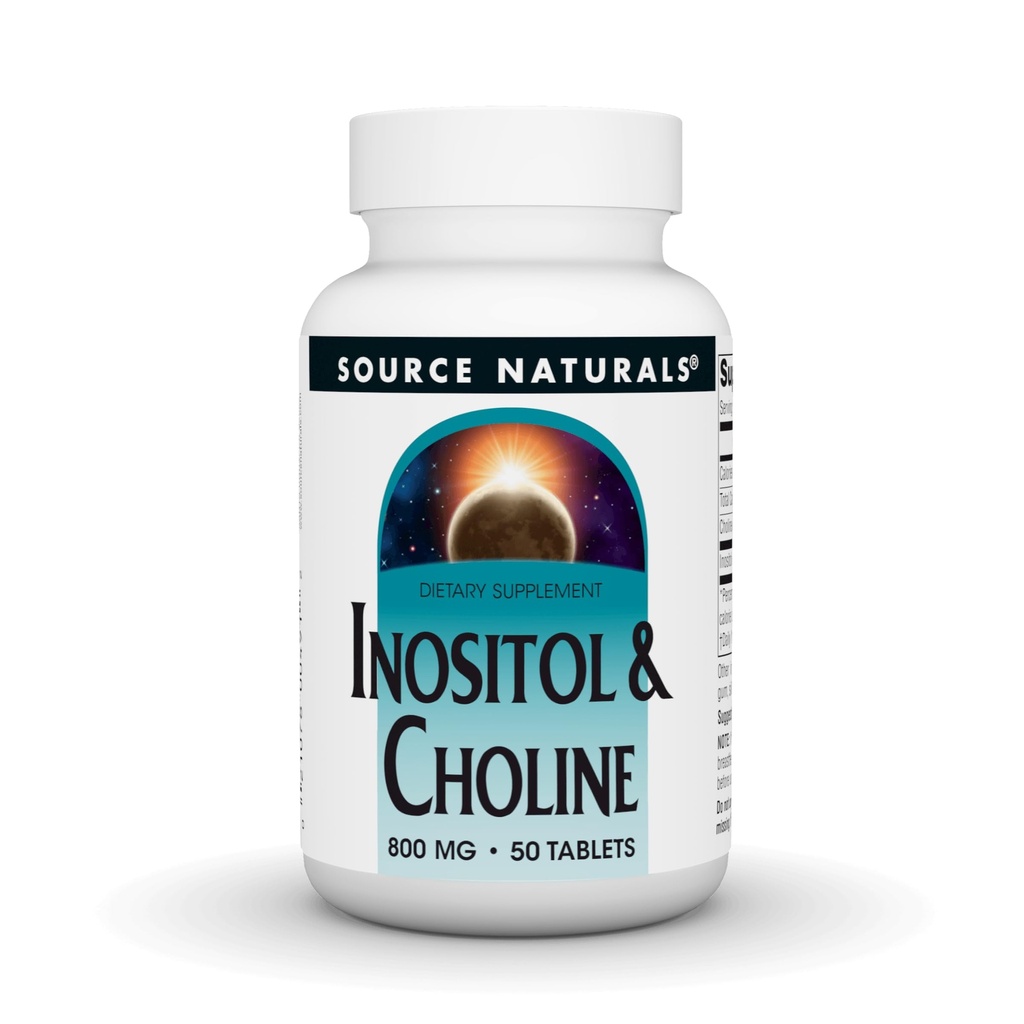 Fonte Naturals Inositol & Choline 800 mg Suporta Função Nervo Saudável - 50 Comprimidos
