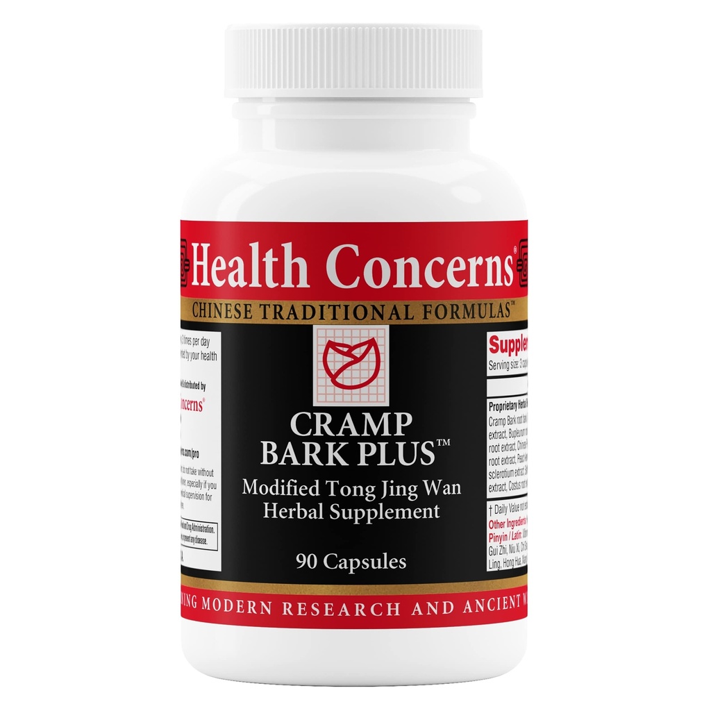 Preocupações de saúde Cramp Bark Plus – Relief Cramp Menstrual & Equilíbrio Hormonal – Suporte à circulação – Dong Quai, Black Cohosh, Bupleurum & ervas chinesas – Suplemento de ervas para mulheres – 90 Cápsulas