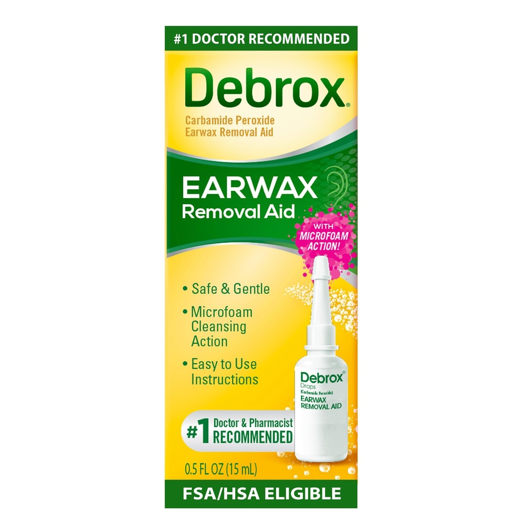 Debrox Ear Wax Remove Drops, Removedor de Cera de Ouvido Gentil Microespoam, 0,5 Fl Oz