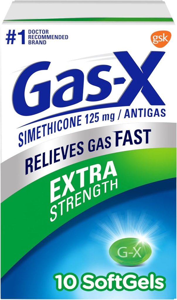 Gas-X Alívio de Resistência Extra de Gás Softgels com Simethicone 125 mg - 10 Contagem