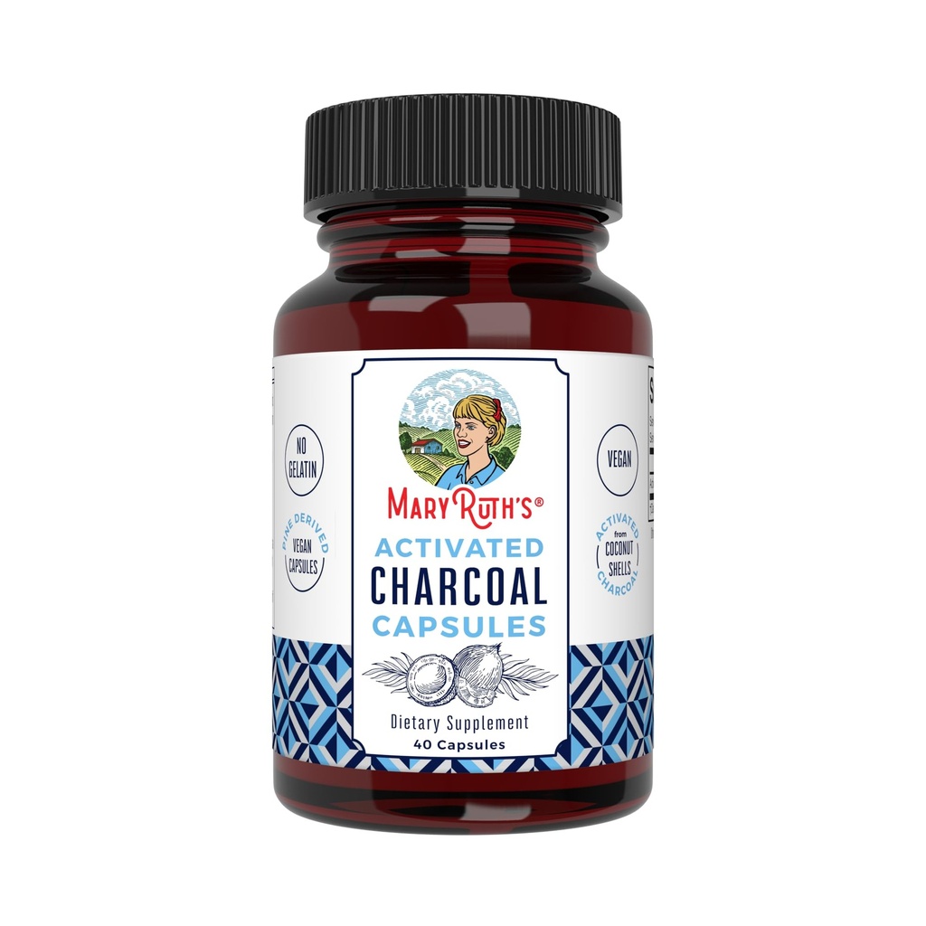 MaryRuth Orgânicos Cápsulas de carvão ativado □ Adsorção de Substância □ Derived from Coconut Shells □ Cápsulas Vegan de pinheiros