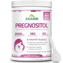 Zazzee PREGNOSITOL Pó, 6 Mês de Fornecimento, Myo-Inositol e D-Chiro-Inositol 40:1 mistura de fertilidade, Scoop grátis para dosagem exata, Fórmula balanceada Premium, 183 Servos, Vegan, All-Natural e não-GMO