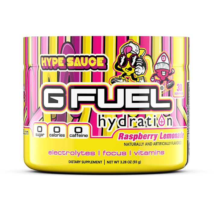G Combustível Hype Molho Supreme Hydration, Electrolyte Powder Mix para Energia e Foco, Açúcar e Cafeína Suplemento gratuito com vitaminas e minerais essenciais, framboesa sabor limonada, 3,3 oz - 30 Servings