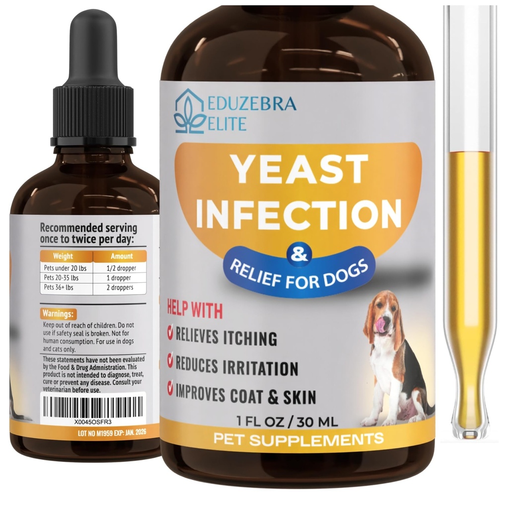 Tratamento de Infecção de Leveduras para Cães - Reduz a Irritação e Inflamação - Aliviamento de Coceira calmante, Tratamento de Infecção Orelha