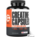 Creatina Cápsulas, 5g Premium 3X ThreeAtine Pre Treino Massa muscular em massa Gainer, alta absorção Fácil de tomar Creatina Mono-hidrato comprimidos Desempenho Optimum Alternativo para homens Mulheres, 180 Cápsulas