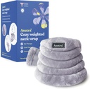 ASUTRA Heighted Neck Wrap, Plush Gray - Hands-free Microwaveable Heating Pad para pescoço e ombros, Compressão quente e fria, Aromaterapia de lavanda