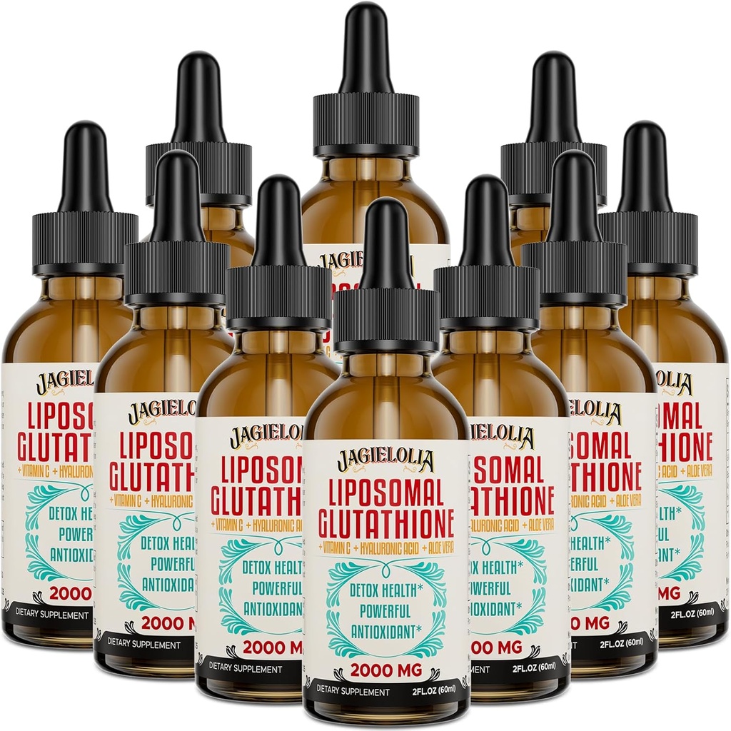 Glutationa Líquido lipossomal 2000MG – Suplemento Detox antioxidante para mulheres e homens, Defesa do envelhecimento, Função do fígado & Energia, com ácido hialurônico + Aloe Vera + Vitamina C, Natural & Vegan, 20 FL.OZ