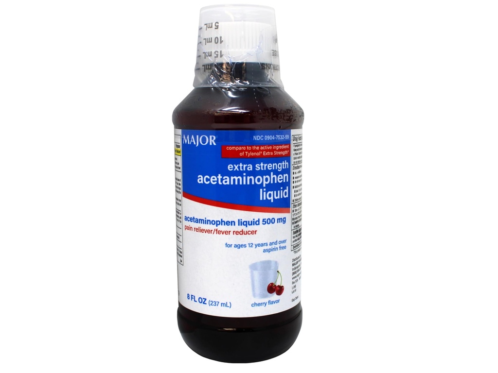 Acetaminofeno Líquido - 500 mg Acetaminofeno/15 ml Dose - Relíbrio da Dor e Redutor da Febre - Flavor da Cereja - 8 Fl Oz (Varia de Maio de Embalagem)