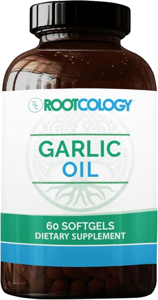 Rootcologia pelo Dr. Izabella Wentz Óleo de Alho, Softgels com óleo de alho e óleo de salsa, entérico-revestido para reduzir Odor, Suportando o sistema imunológico e saúde cardiovascular, 60 Softgels