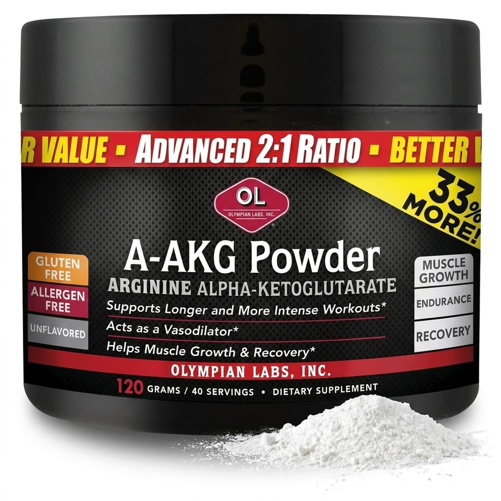 Laboratório Olympia PSN A-AKG Pó para Saúde do Homem, Energia & Desempenho Nutricional Desportivo, 40-3g Servimentos, 120 Gram Jar