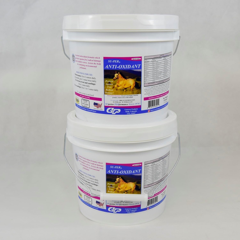 SU-PER Suplemento Anti-Oxidante para Cavalos - Equino Selenium Vitaminas e Apoio Antioxidante Essencial - 4 Libras, (2 Pacote)