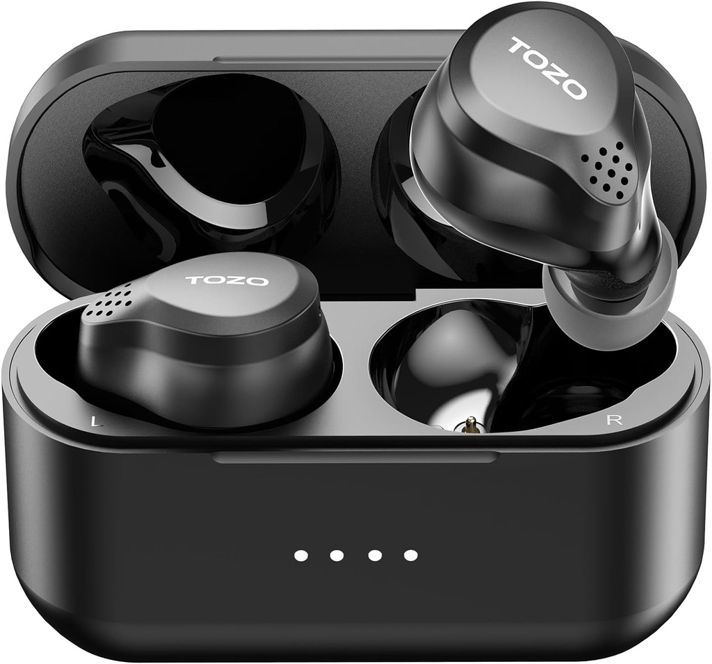TOZO New NC7 All-Function Hybrid Ativo Ruído Cancelando Earbuds sem fio, Bluetooth 5.3 Auscultadores com Ultra Long 72H Playtime, Detecção In-Ear, Personalização de App, Som Imersivo Headset Baixo profundo