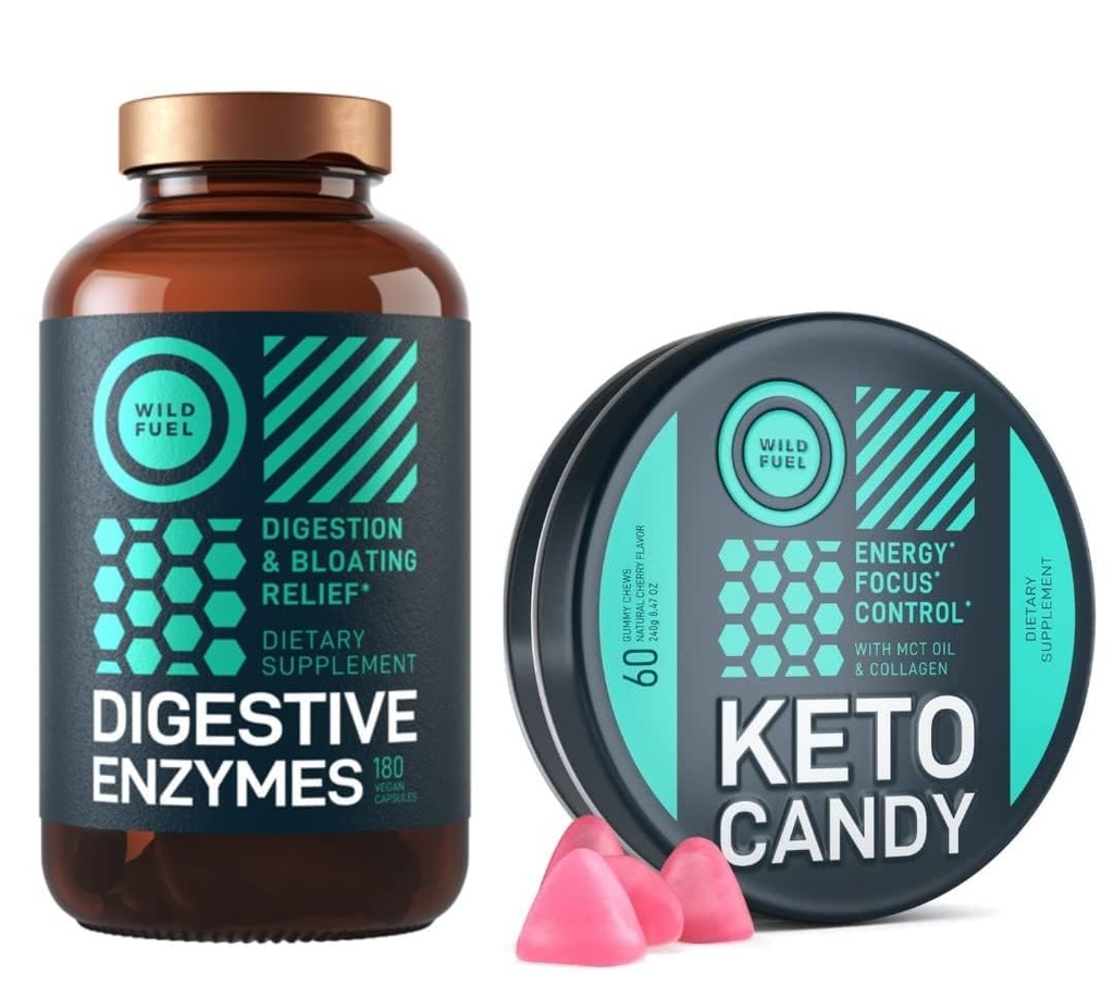Candy de Keto com óleo MCT e colagénio e enzimas digestivas com pacote probiótico e prebiótico