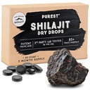 Puro Himalayan Shilajit Dry Drops, 100% puro natural Shilajit, grau A, potência máxima 85+ Minerals traço limpo e ácido fulvico para energia, metabolismo e Imune Suporte Suplemento para homens e mulheres (60 abas)