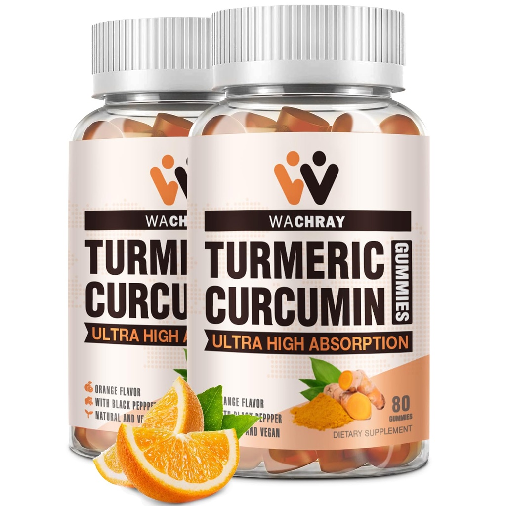 Gummies de curcumina açafrão com extrato de gengibre e pimenta preta - 2 pacotes suplementos de goma tumérica para a inflamação da dor Apoio à saúde do peso comum - Vegan, orgânico, Gelatina-livre - para adultos e crianças