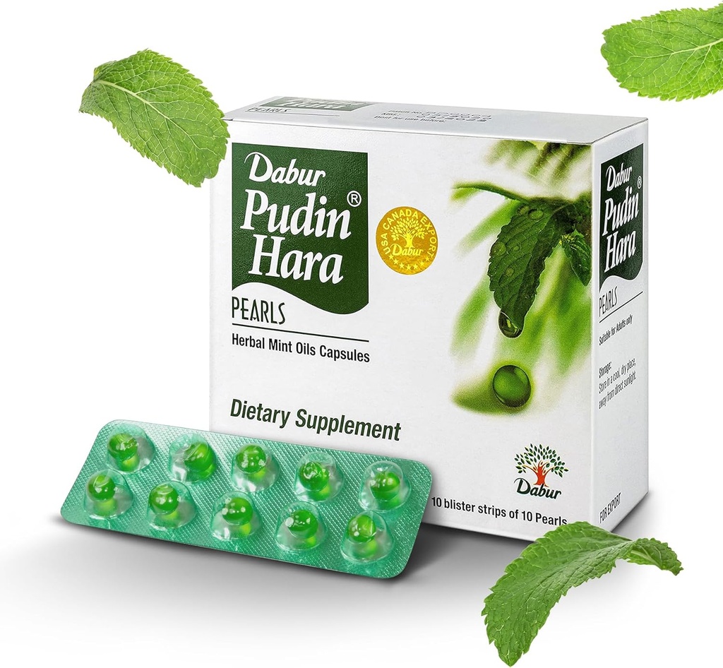 Dabur Pudin Hara Pearls - Suplementos Digestivos Diários para Homens e Mulheres, Ajuda a reduzir os sintomas de inchaço, acidez, flatulência e indigestão para a saúde digestiva e gut, 400 contagem (Pack de 40)