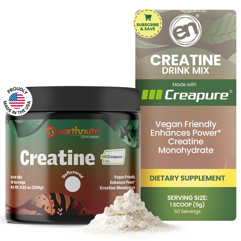 TerraNutri Creatina Mono-hidrato Pó - Puro suplemento Creatina para força muscular, força e desempenho – Não-GMO, sem açúcar, Aditivo-livre – para homens e mulheres, Sem sabor 250g