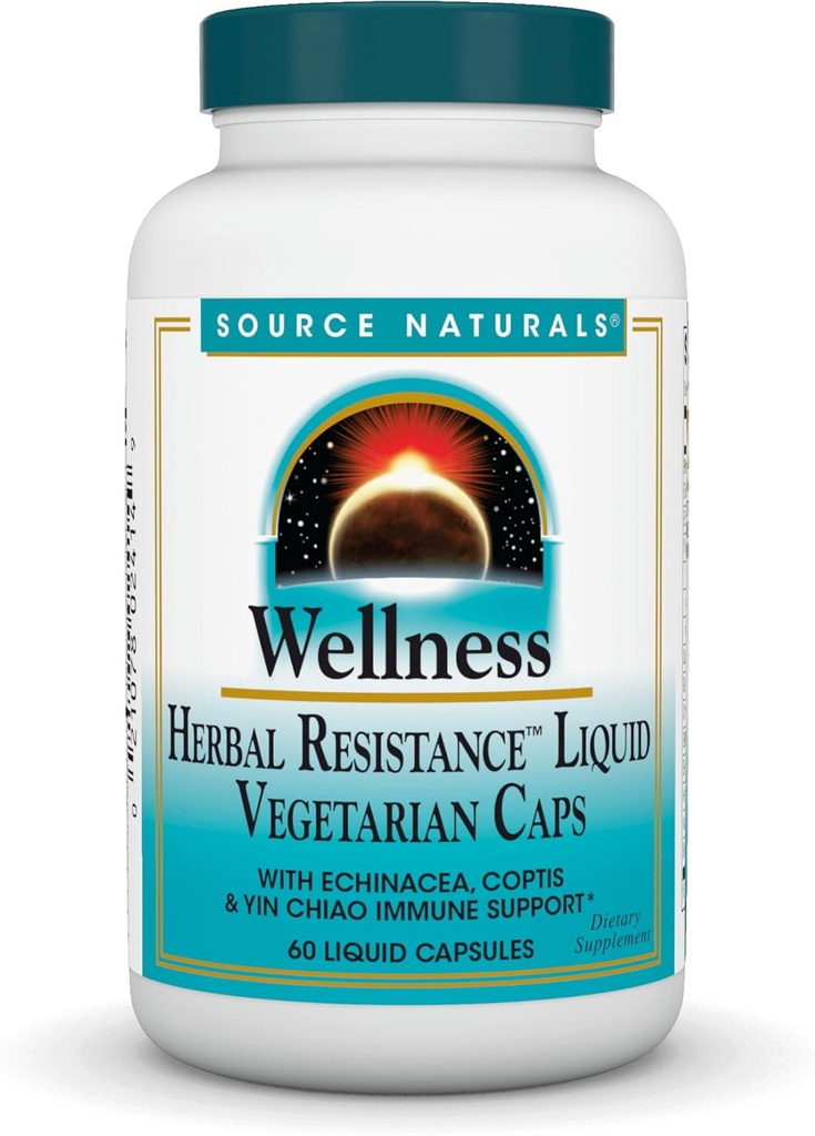 Fonte Naturals Wellness Herbal Resistance, Echinacea, Coptis & Yin Chiao Imune Suporte *- 60 Cápsulas
