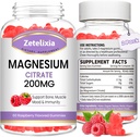 2 Pacote Gummies de Citrato de Magnésio, Gummies de Magnésio de Alta Absorção para Adultos, Suporte de Músculo & Dentes, Vegan Natural Framboesa Flavor 120 Cts