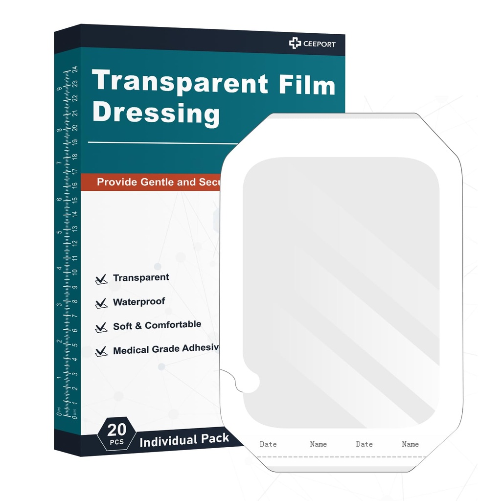 Vestido de filme transparente 6'' x 8'', 20 pacotes Waterproof Bandage Adesive Patches, Patches de capa de ferida para chuveiro pós-cirúrgico, IV escudo, Tattoo Aftercare Bandage