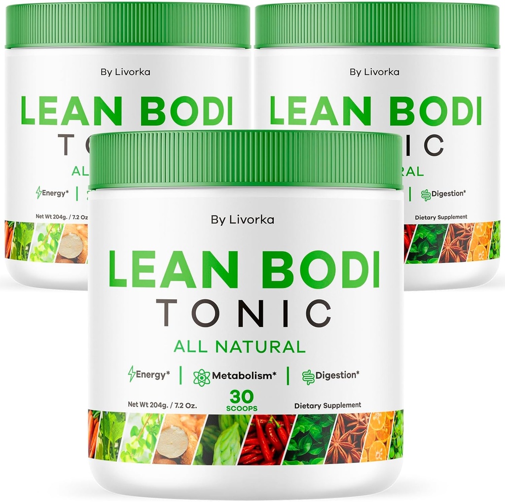 LIVORKA Lean Bodi Tônico, todo pó de fórmula natural avançada - 90 Servings (3 Mês de Fornecimento) - Pacote de 3