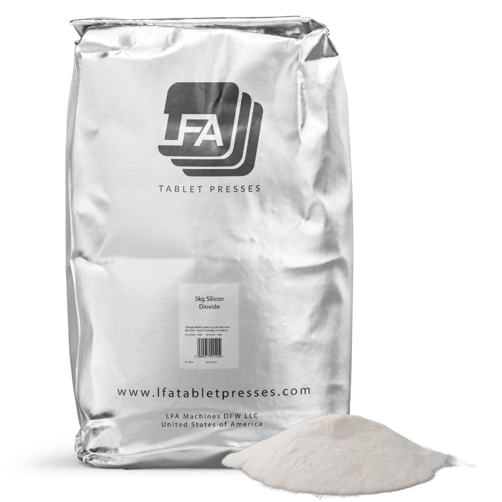 Dióxido de Silicone - Antiaglomerante - 5 kg (11 lb) - Pó de Sílica de Grau Alimentar - Glidant absorvente de umidade para comprimido Press & Capsule Filler Pill Mix
