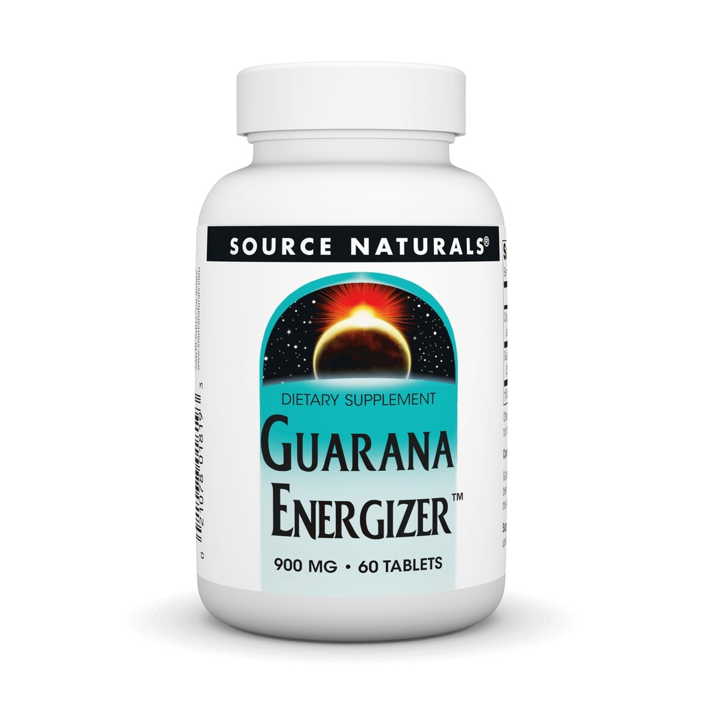 Fonte Naturals Guarana Energizer, Suplemento Dietário - Suporta um aumento de energia de longa duração * 900 mg - 60 comprimidos