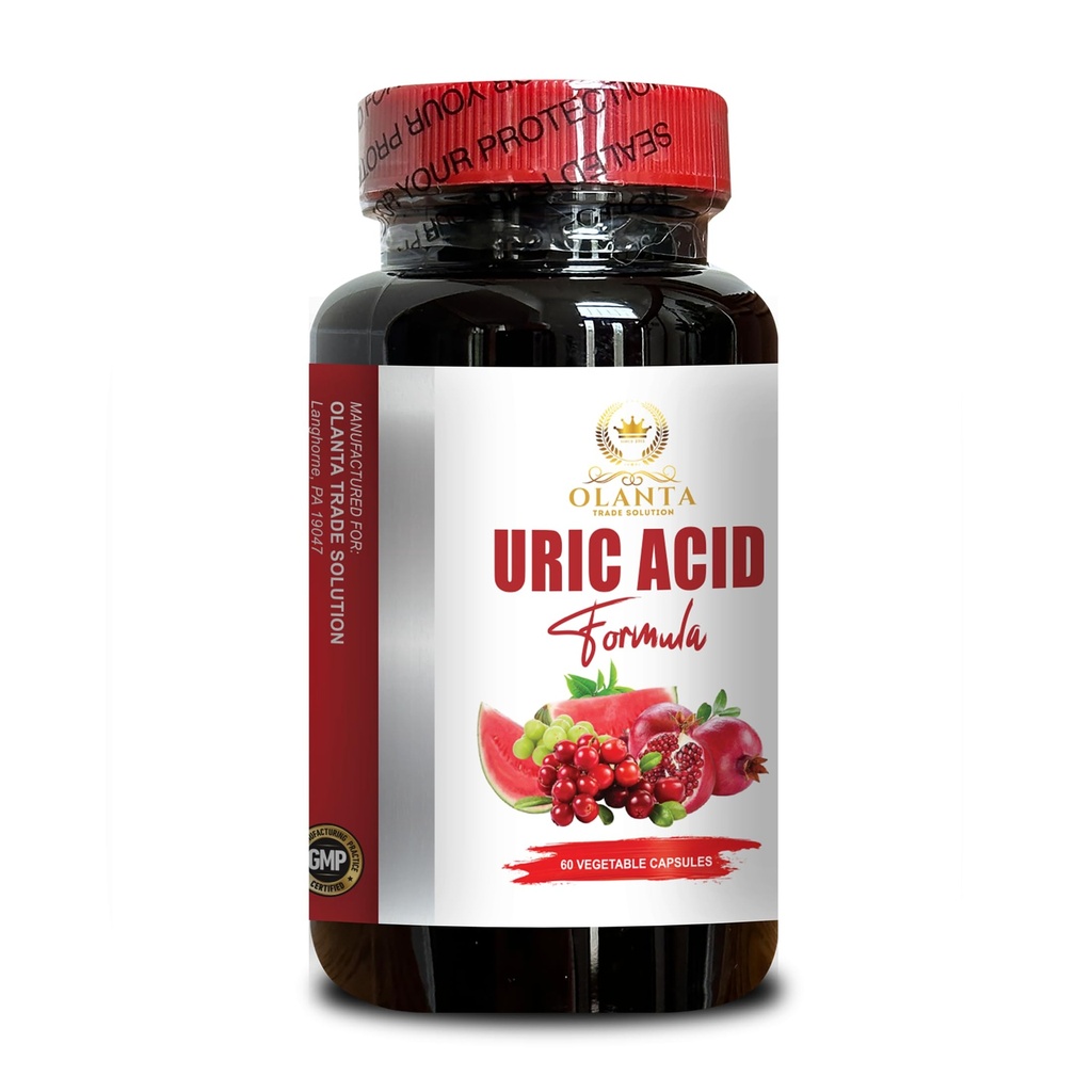 Ácido URIC - Suporte de Trato Urinário com Cranberry, Suporte Controle de Ácido Urico, Pílulas de Ácido Urico, Não-GMO, Glúten Grátis - 1 Frasco 60 Cápsulas