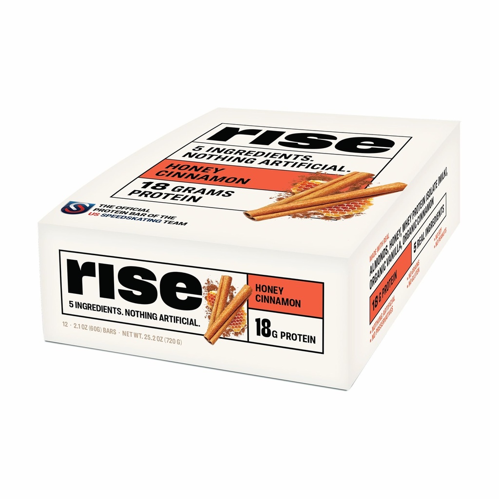 Erguer Whey Protein Bares - Canela de mel Bar de café da manhã e proteína Snack 18g Proteína 4g Fibra Apenas 5 Ingredientes Alimentos inteiros sem glúten de soja