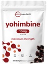 Suplementos de Yohimbine de dupla força para homens e mulheres, 10mg por serviço, 300 Softgels, Yohimbine HCL com óleo de semente de girassol virgem para melhor absorção, apoia a produção de energia, Africano cru
