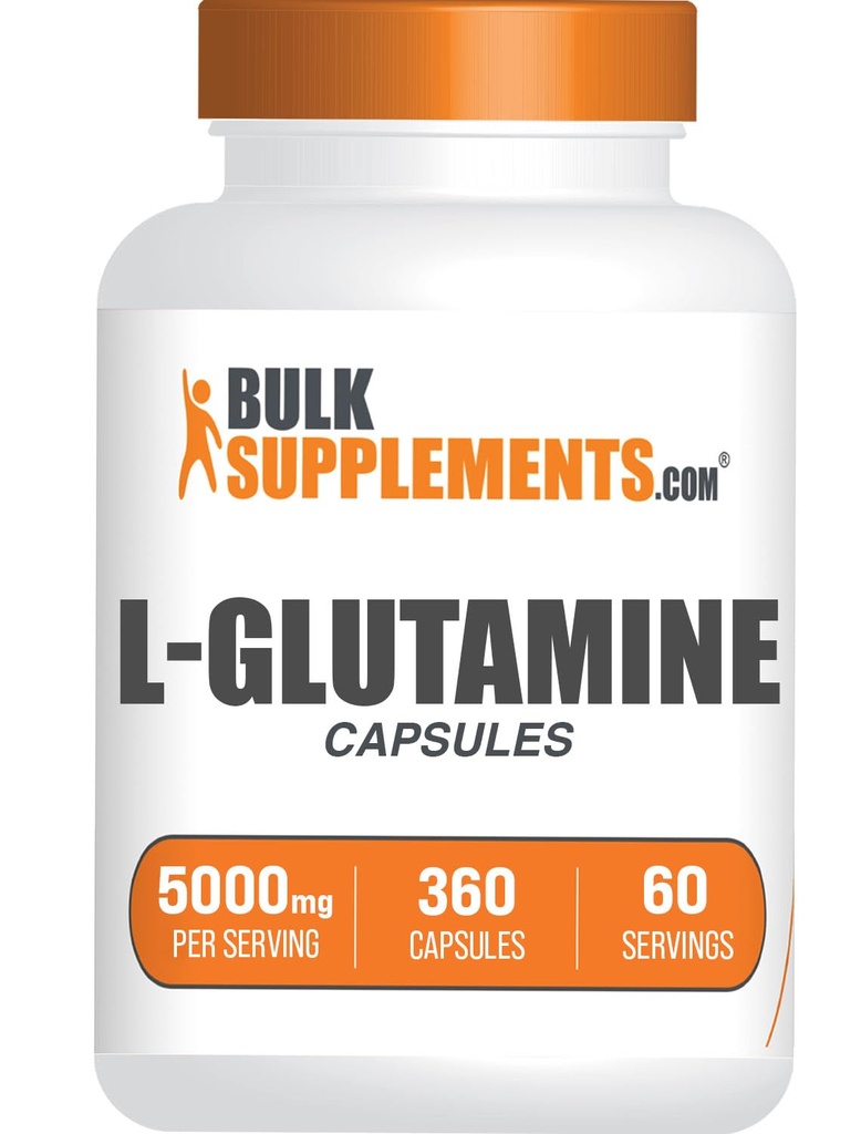 BulkSuplementos.com Cápsulas de L-Glutamina - Suplemento de Glutamina, Suplemento Aminoácido - Gluten Grátis, 6 Cápsulas por Serviço (5000mg), 360 Count (Pack of 1)