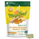 MegaFood Baby & Me Alívio de doença pré-natal da manhã, mastigação de gengibre, com vitamina B6, feita sem 9 alergens alimentares, mel limão sabor de gengibre, 30 mastigações