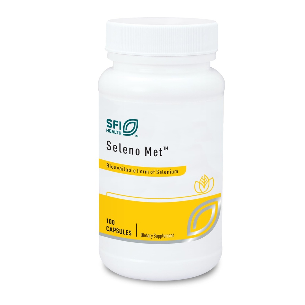 Klaire Labs SFI Health Seleno Met - 200 Milligrams Selenium as Hypoallergenic Selenometionina, Biodisponível Antioxidant Support with No Yeast, Dairy & Gluten-Free (100 Cápsulas)