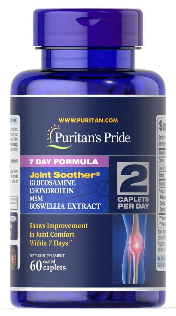 Puritan's Pride 7 Day Formula Joint Soother Glucosamina, Chondroitin, HSH & Boswellia-60 Caplets